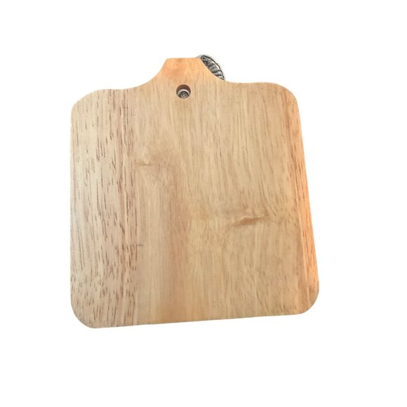 Wood Cutting Board With Decorative Turkey Handle & Stainless Steel Cheese Spread - Picture 2 of 5